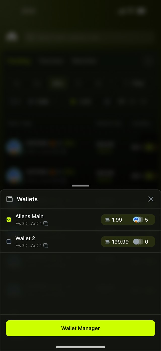 Wallet picker sheet